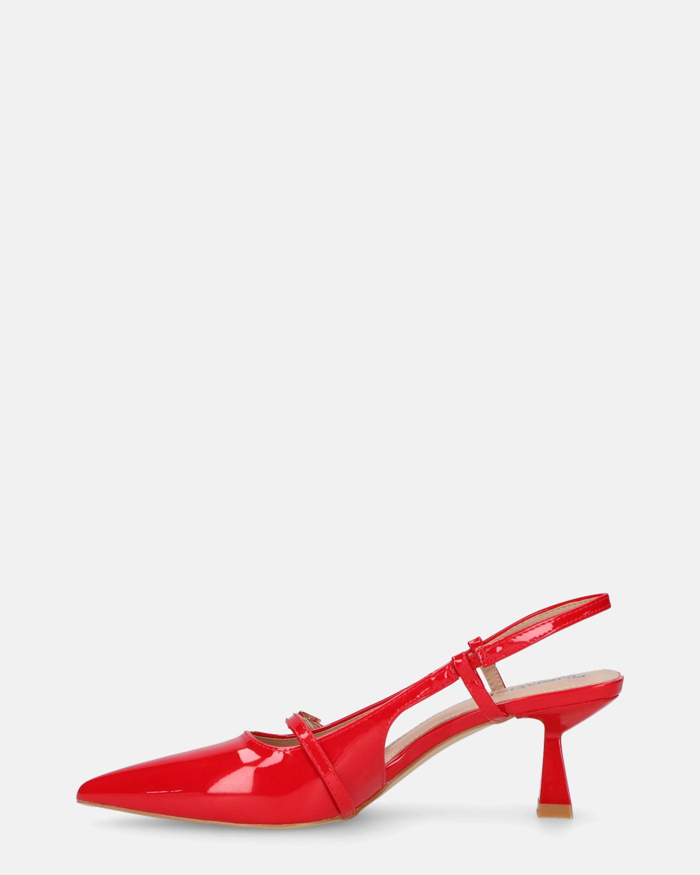 FARAI - sandali in glassy rossa con tacco e cinturino